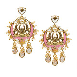 Shwet Kamal enamelled Gold toned Jhumki Earrings