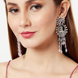 Shwet Kamal Silver oxidized Jhumki Earrings