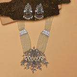 Shwet Kamal Antique Inspired Silver Plated Heavily Embellished Jewellery Set