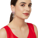 Lotus Pink Enamelled Silver Plated Earrings