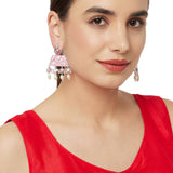 Silver Plated Pink Drop Earrings