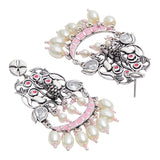 Shwet Kamal Enamel Details Faux Pearls and Kundan Silver Plated Jewellery Set