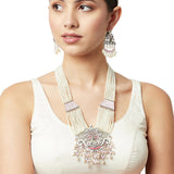 Shwet Kamal Enamel Details Faux Pearls and Kundan Silver Plated Jewellery Set