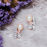 Pearly Whites Rose Gold Toned Earrings