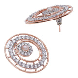 Circles White Faux Pearls and Zircons Rose Gold Plated Brass Pendant Set