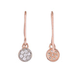 Cluster Setting Round Cut Cz Rose Gold Plated Brass Jacket Earrings