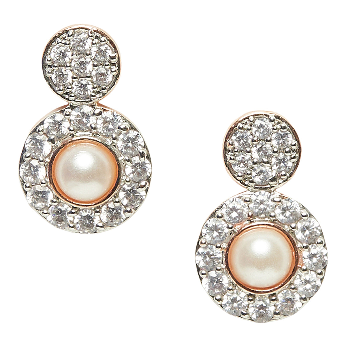 Buy Fabula Jewellery 18K Rose Gold Plated Floral Cubic Zirconia Fashion  Drop Earrings Online
