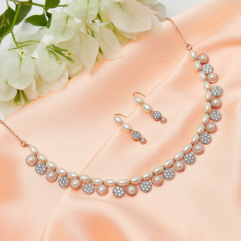 Pearly White Elegant Necklace Set – VOYLLA