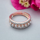 Pearly Whites Band Style Ring Graced With CZ