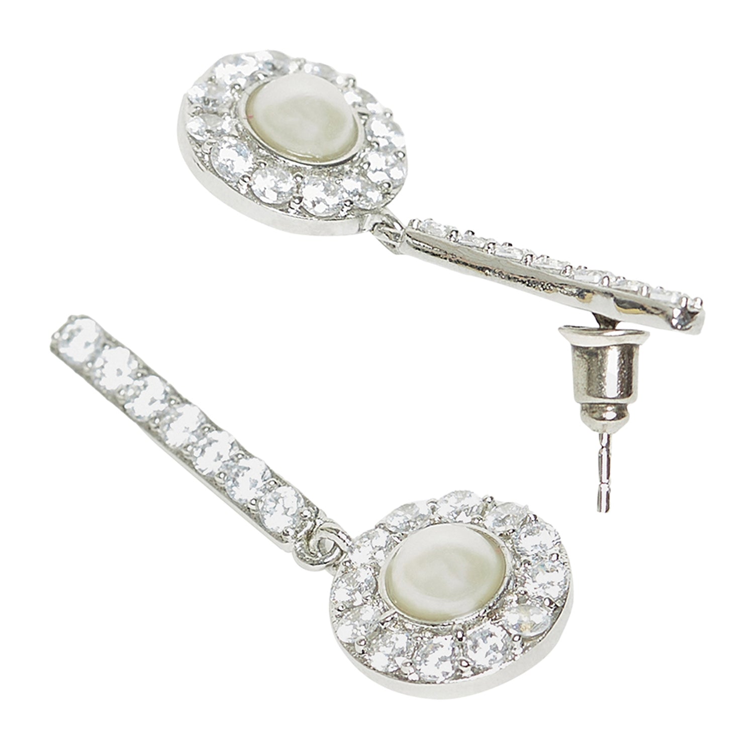 Pearly Whites CZ Embellished Drop Earrings