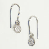 Round Cut CZ Adorned Brass White Rhodium Plated Jacket Earrings