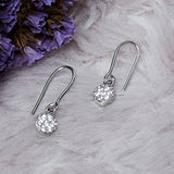 Round Cut CZ Adorned Brass White Rhodium Plated Jacket Earrings