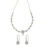 Silver Plated Brass Cubic Zircons Adorned Pendant Set