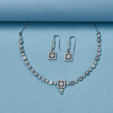 Silver Plated Brass Cubic Zircons Adorned Pendant Set
