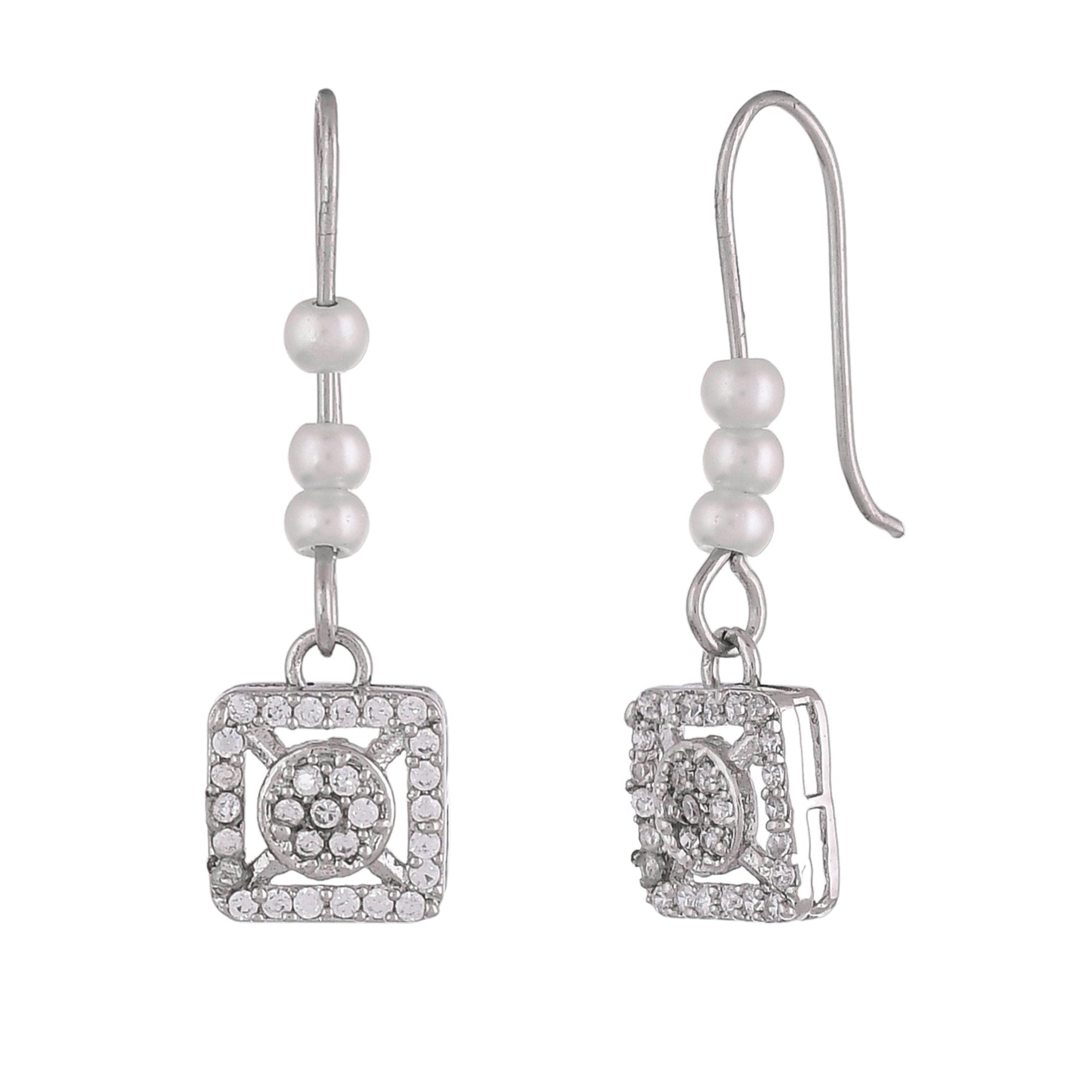 Silver Plated Stylish Cz Earrings