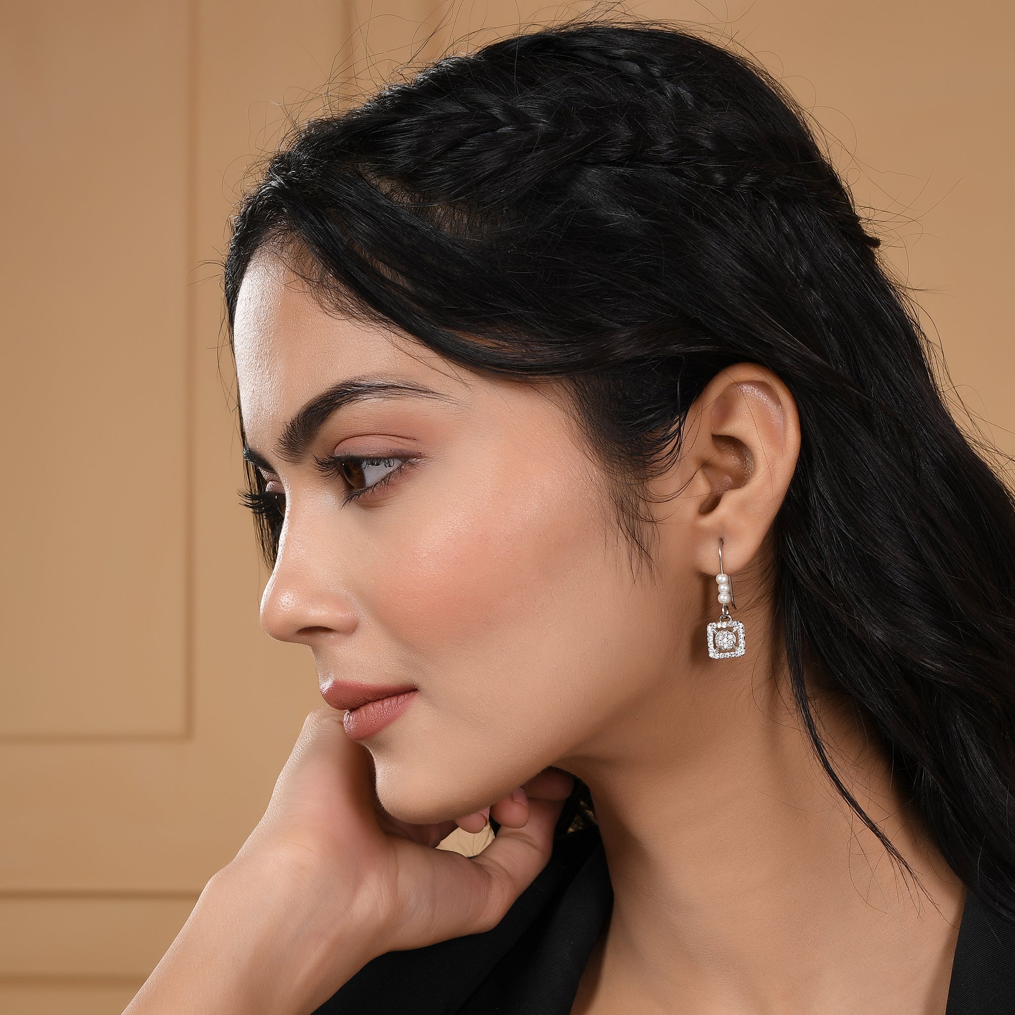 Silver Plated Stylish Cz Earrings