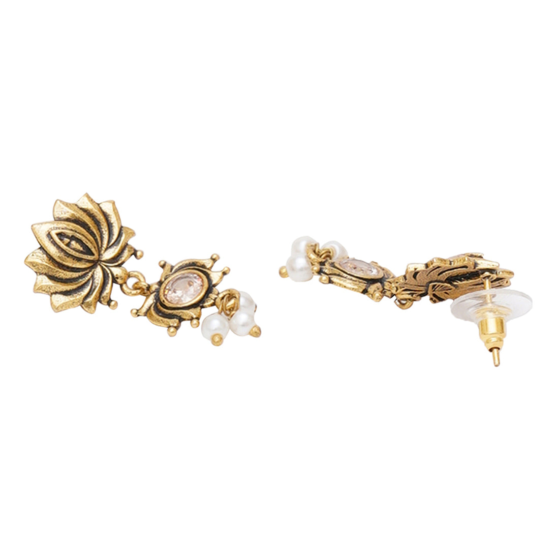 Apsara Lotus Motif Filigree Gold Plated Brass Jewellery Set