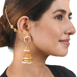 Apsara Enamelled Floral Chain Earrings