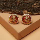 Apsara Collection Traditional Red Gold Plated Earrings