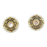 Apsara Collection Gold Finish Black Earrings
