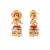 Apsara Gold Plated Pearl Drop Jhumka Earrings