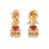 Apsara Gold Plated Pearl Drop Jhumka Earrings