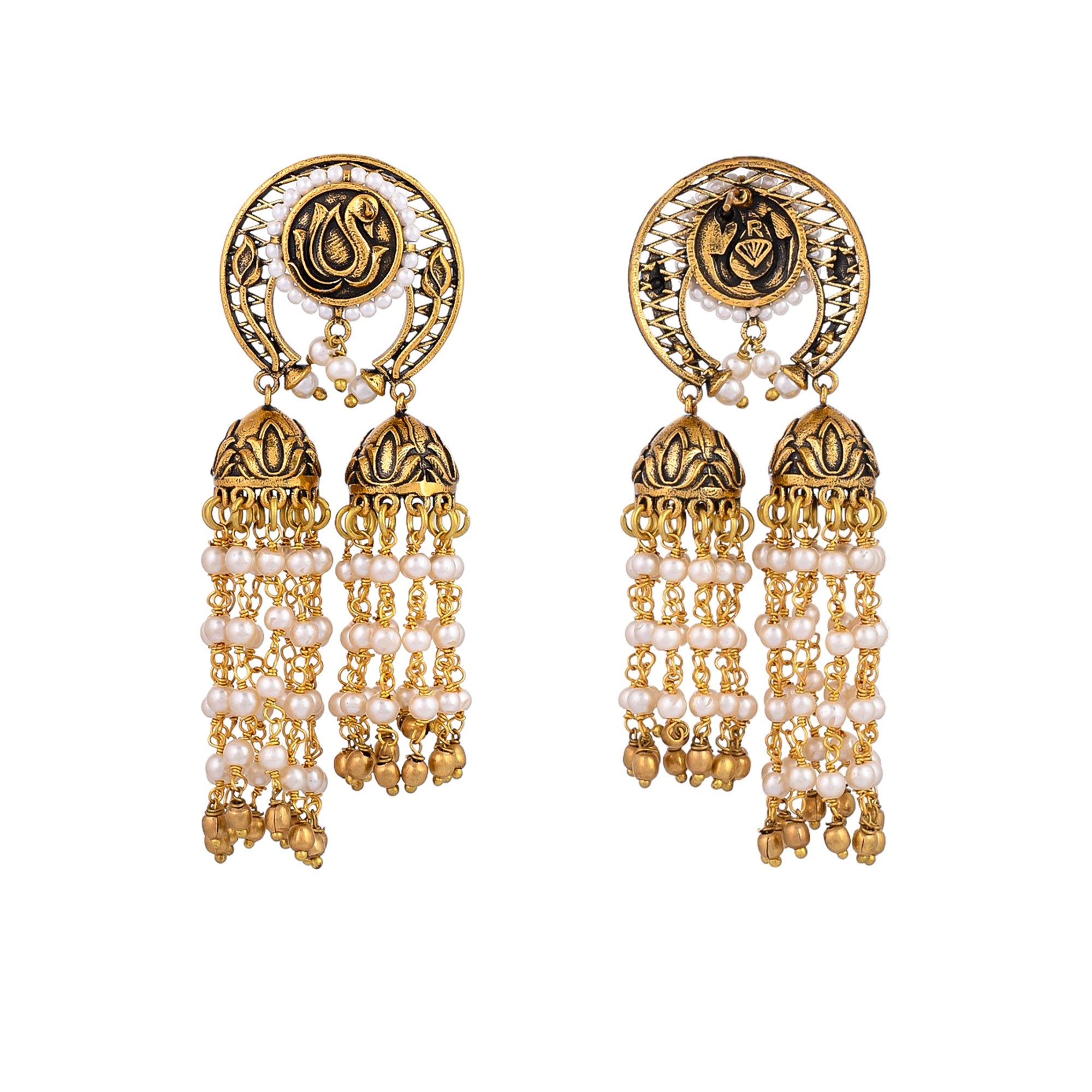 Apsara Gold-Plated And Beaded Dangler Earring