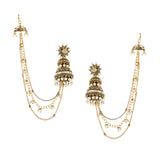 Apsara Ethnic Pearl Beads Chain Earrings