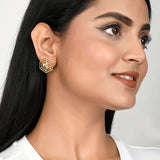 Benzene Gold Hexagon Cutwork Stud Earrings