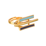 Benzene Gold Contemporary Enamelled Adjustable Ring