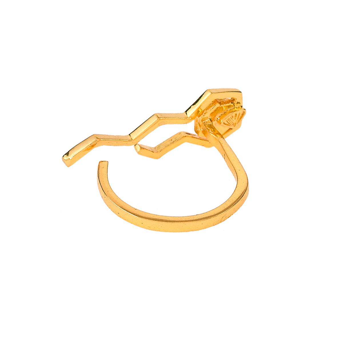 Benzene Gold Enamelled Geometric Ring