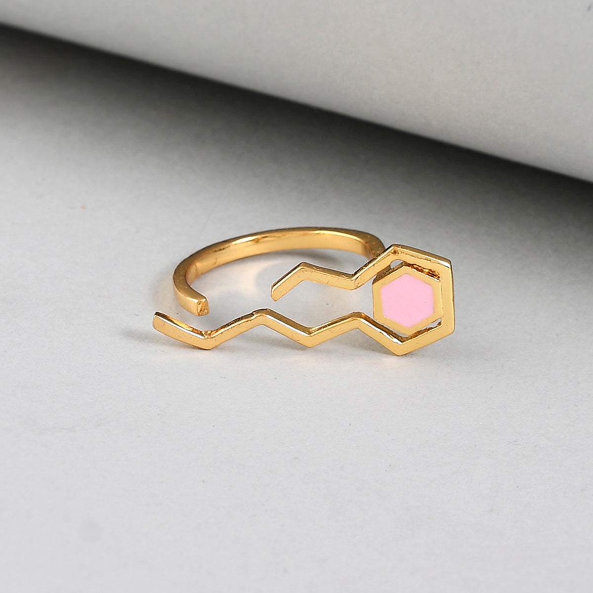Benzene Gold Enamelled Geometric Ring - Main Image