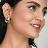 Benzene Gold Plated Enamelled Stud Earrings