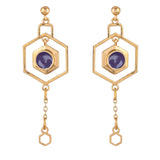Benzene Purple Gem Contemporary Drop Earrings