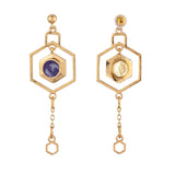Benzene Purple Gem Contemporary Drop Earrings