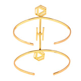 Benzene Gold Hexagons Enamelled Cuff Bracelet