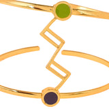 Benzene Gold Waves Pattern Enamelled Cuff Bracelet