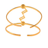 Benzene Gold Waves Pattern Enamelled Cuff Bracelet