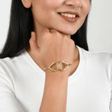 Benzene Gold Geometric Enamelled Cuff Bracelet