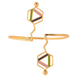 Benzene Gold Enamelled Hexagons Cuff Bracelet