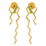 Benzene Gold Squiggle Pattern Enamelled Earrings