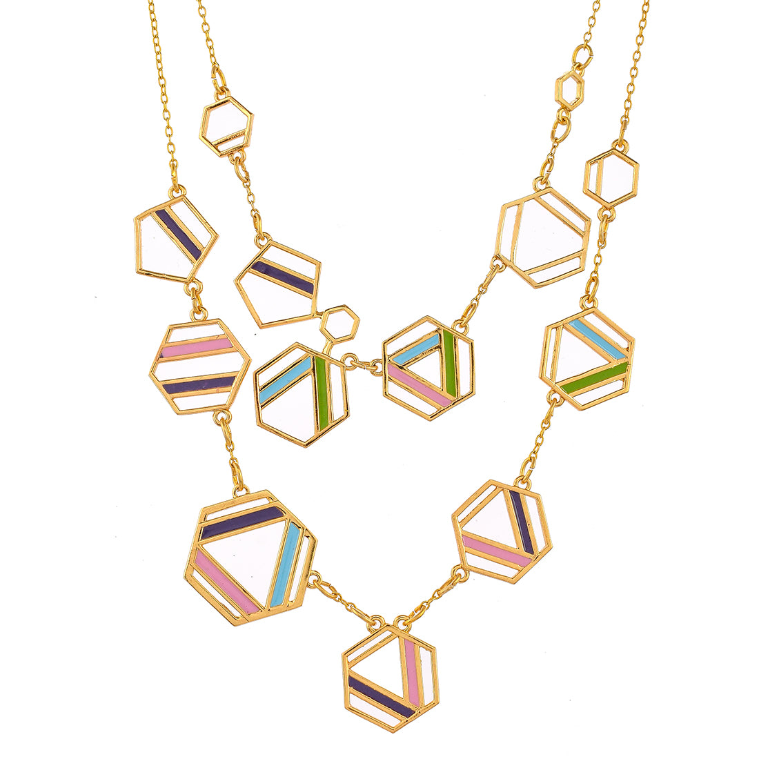 Benzene Colorful Gold-Plated Necklace