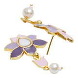 Festive Hues Enamelled Mirror Details Brass Faux Pearls Gold Toned Jewellery Set