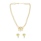 Festive Hues Faux Pearls Adorned Brass Gold Plated Jewellery Set