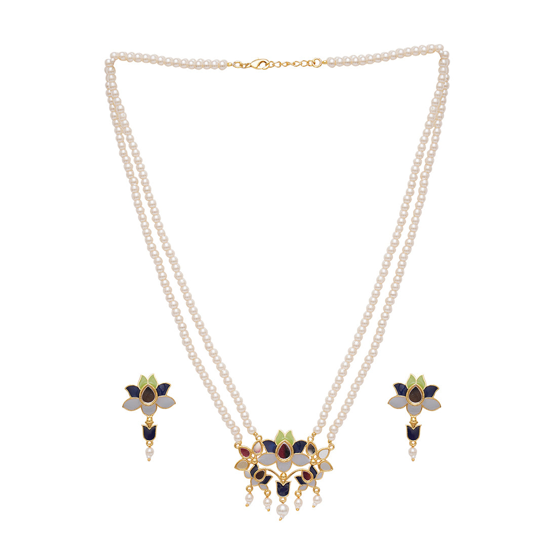 Festive Hues Pearls Adorned Gold Plated Jewellery Set