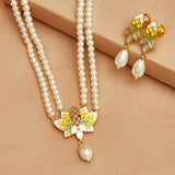 Faux White Pearls Gold Plated Necklace Set