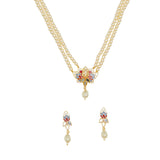 Festive Hues Gold Plated Filigree Faux Pearls Adorned Jewellery Set