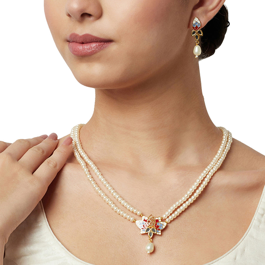 Voylla Brass Gold-plated Gold Jewellery Set