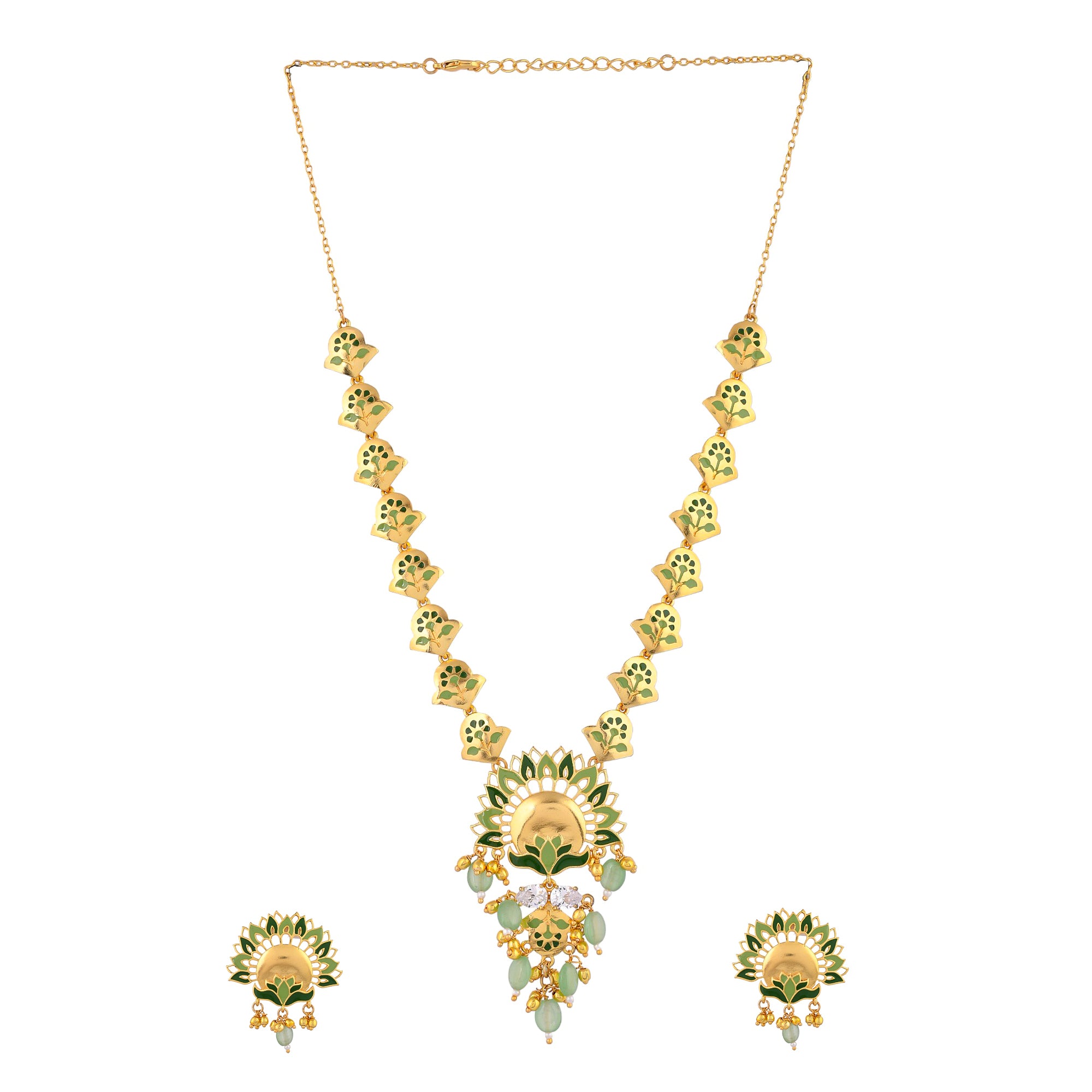 Festive Hues Peacock Gold-Based Oxidised Necklace Set