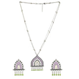 Silver Plated Enamelled Temple Inspired Jewellery Set
